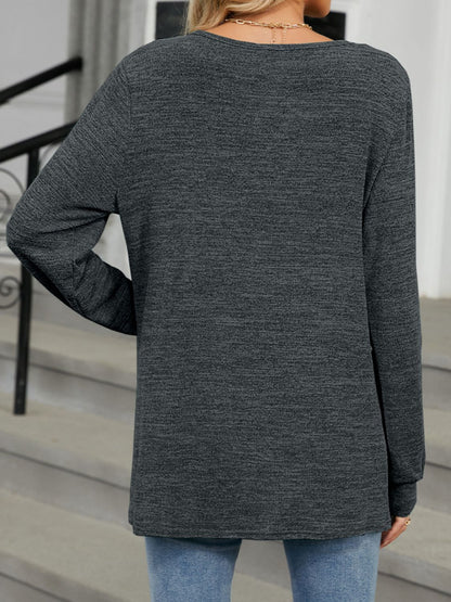 Cutout Round Neck Long Sleeve T-Shirt-Angel Casuals