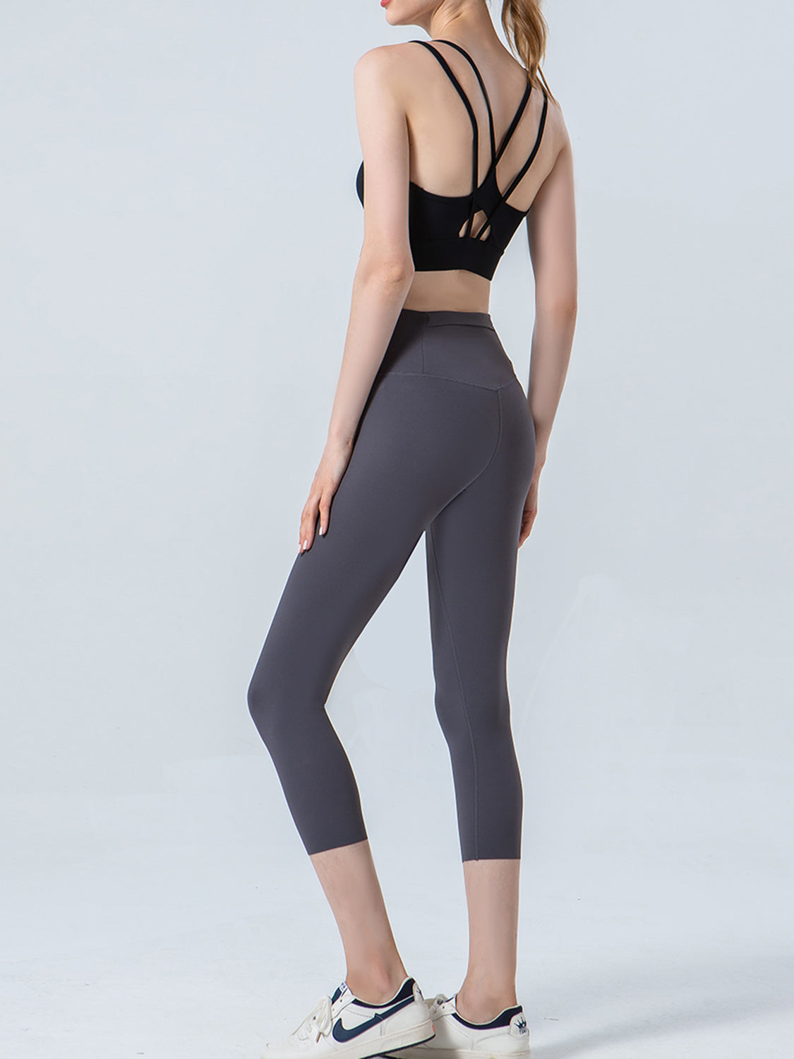 Wide Waistband Cropped Sports Leggings-Angel Casuals