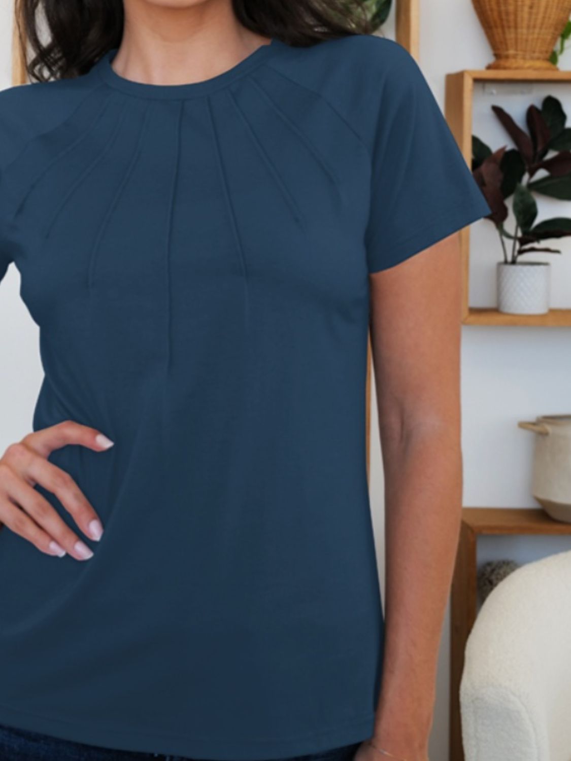 FAM-FAM Round Neck Short Sleeve T-Shirt-Angel Casuals