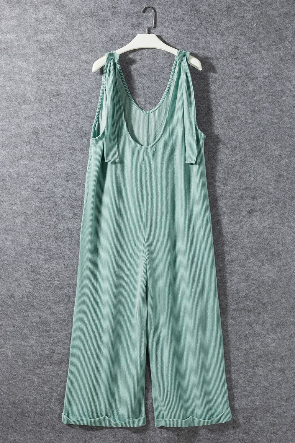 Ribbed V-Neck Wide Leg Jumpsuit with Pockets-Angel Casuals