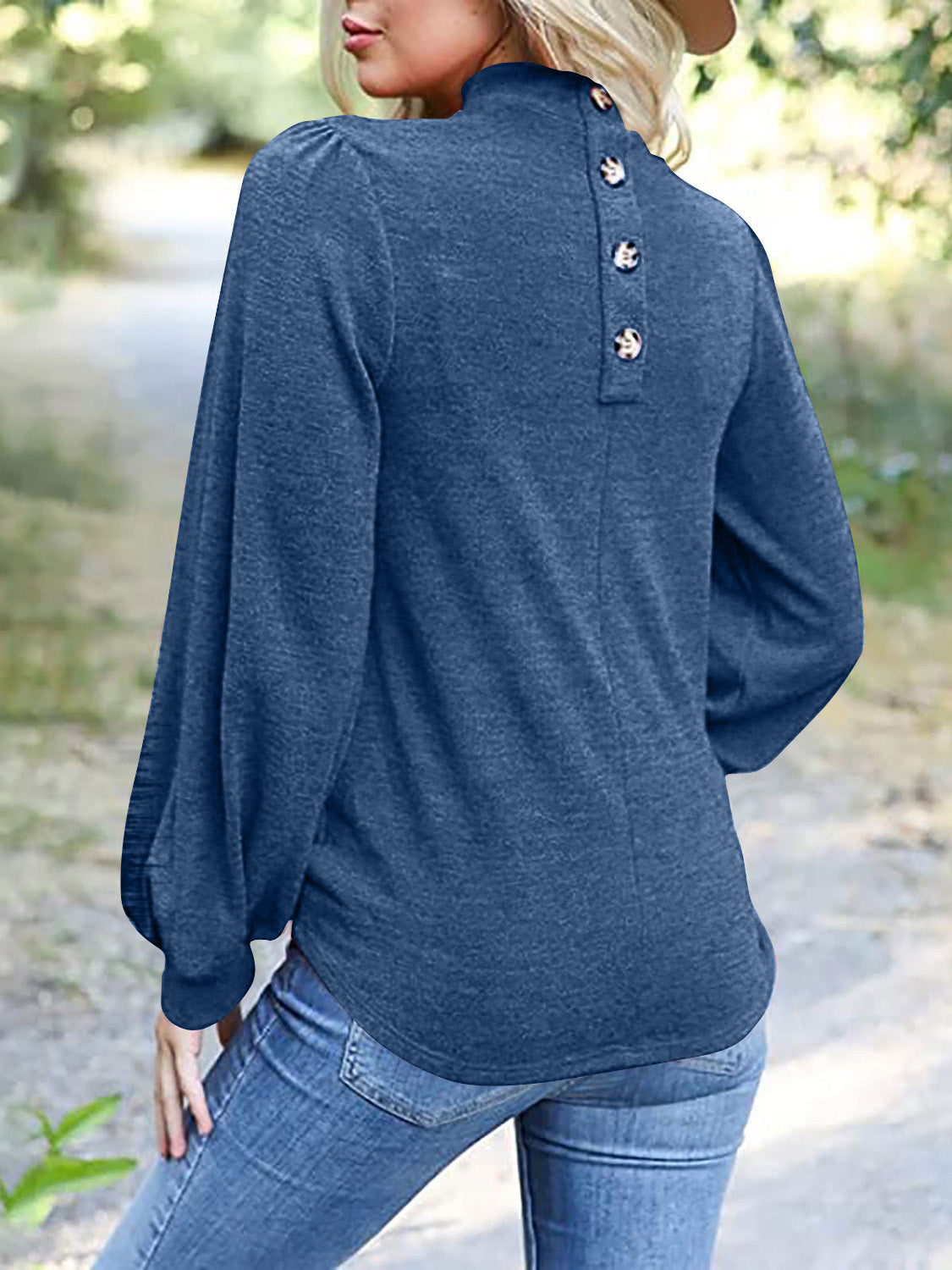 Full Size Mock Neck Long Sleeve T-Shirt-Angel Casuals