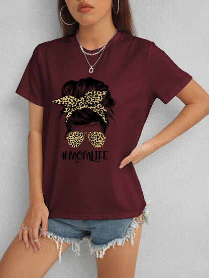 MOMLIFE Round Neck Short Sleeve T-Shirt-Angel Casuals
