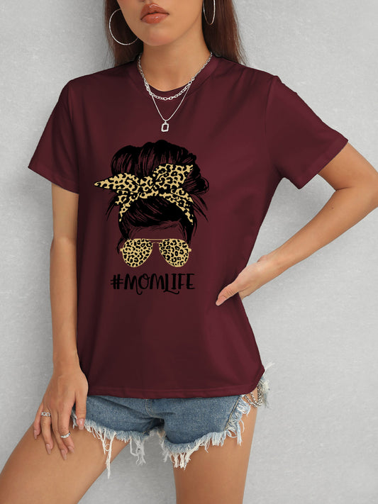 MOMLIFE Round Neck Short Sleeve T-Shirt-Angel Casuals