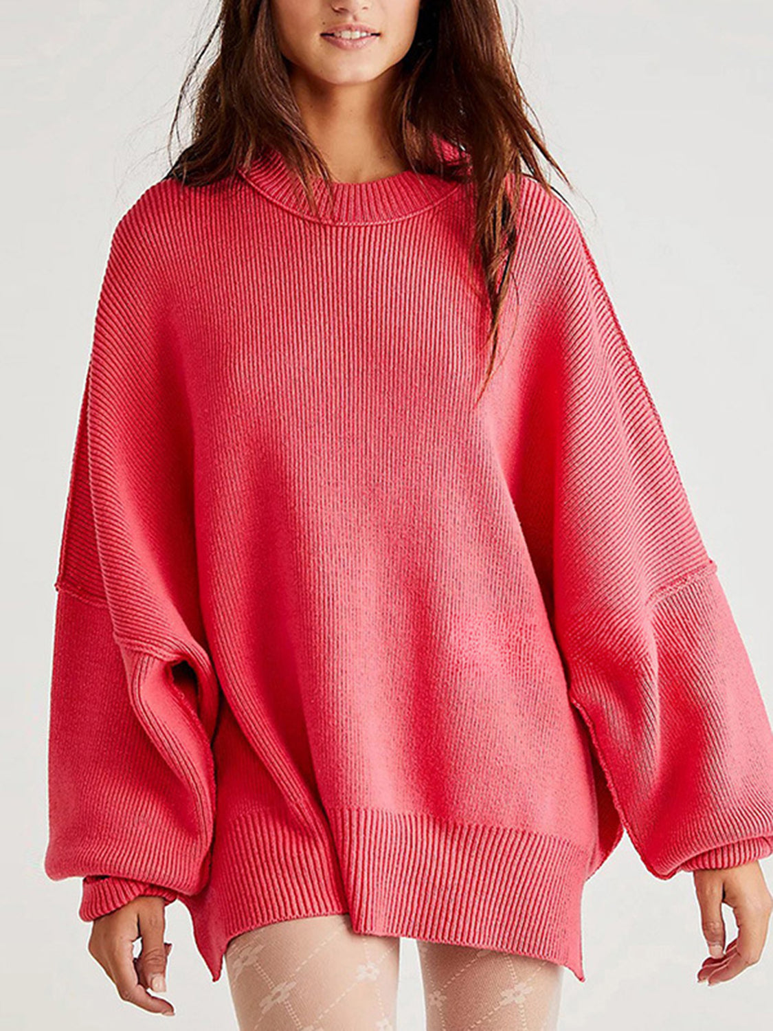 Round Neck Long Sleeve Sweater-Angel Casuals