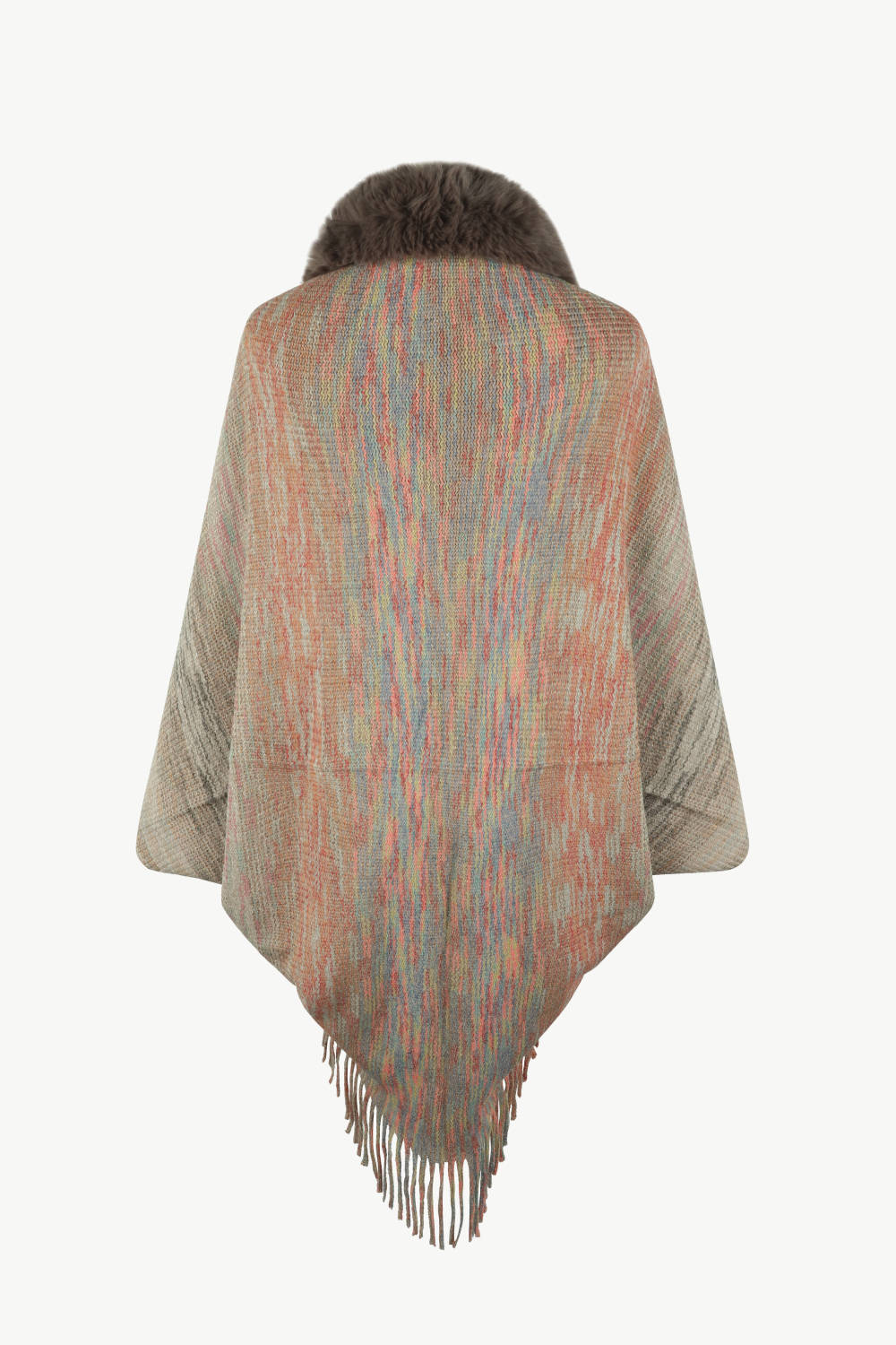 Open Front Fringe Hem Poncho-Angel Casuals