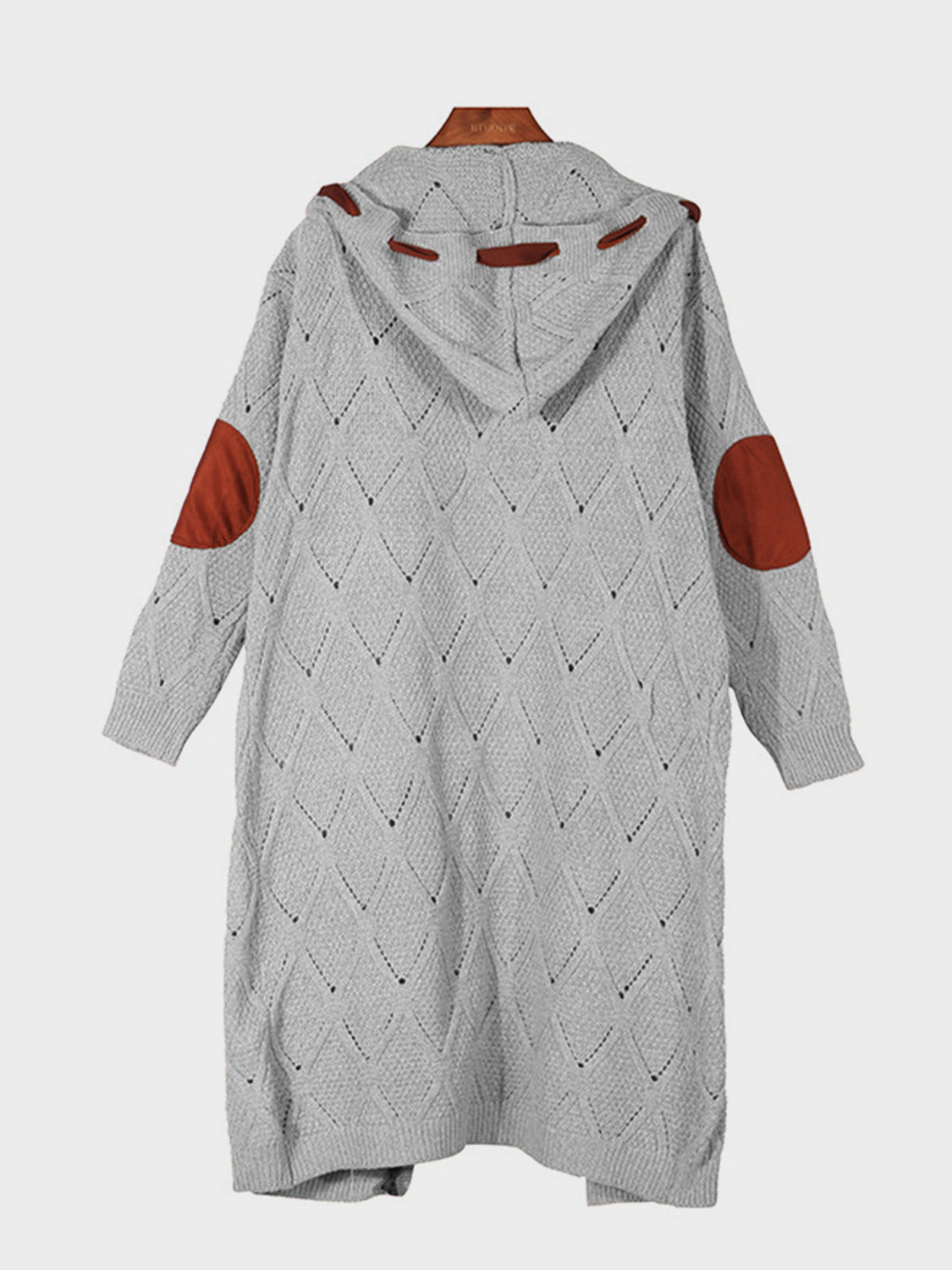 Openwork Long Sleeve Open Front Hooded Cardigan-Angel Casuals