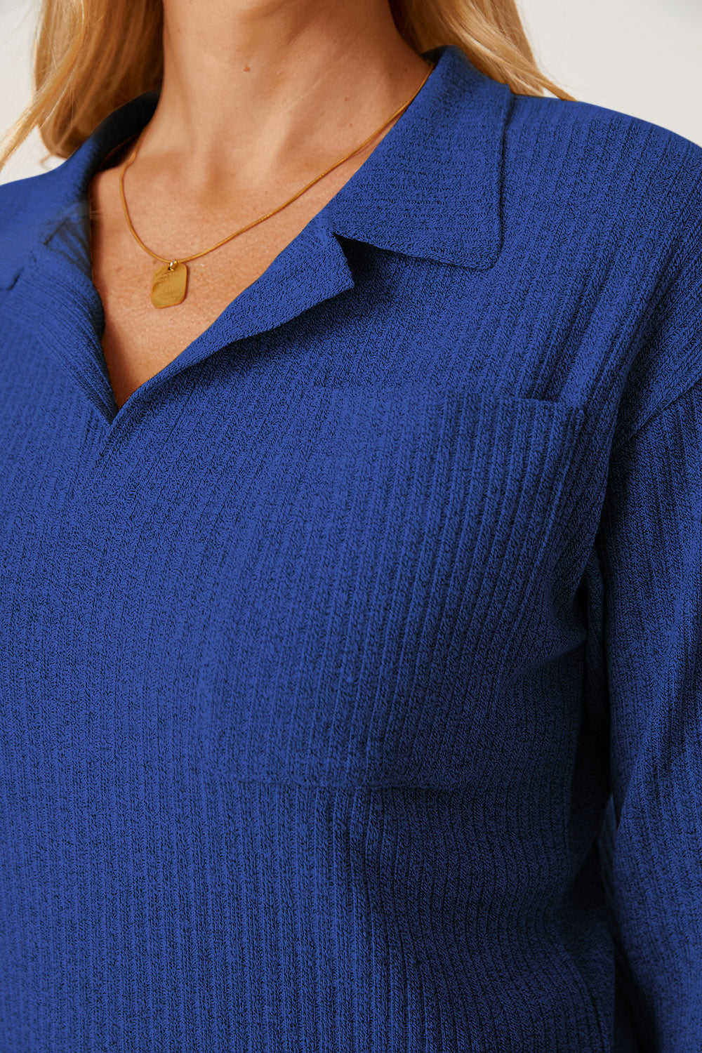 Collared Neck Dropped Shoulder T-Shirt-Angel Casuals