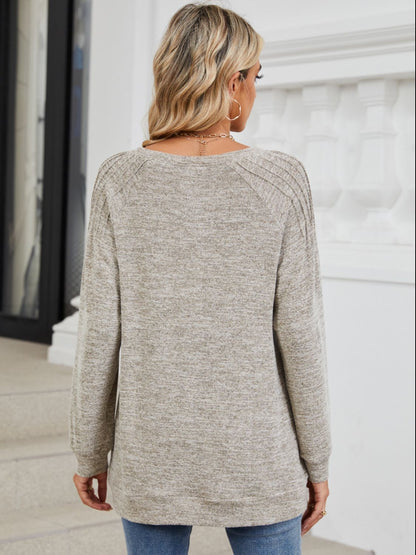Round Neck Long Sleeve T-Shirt-Angel Casuals