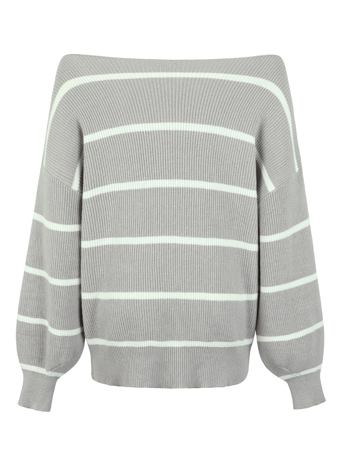 Striped Dropped Shoulder Pullover Sweater-Angel Casuals