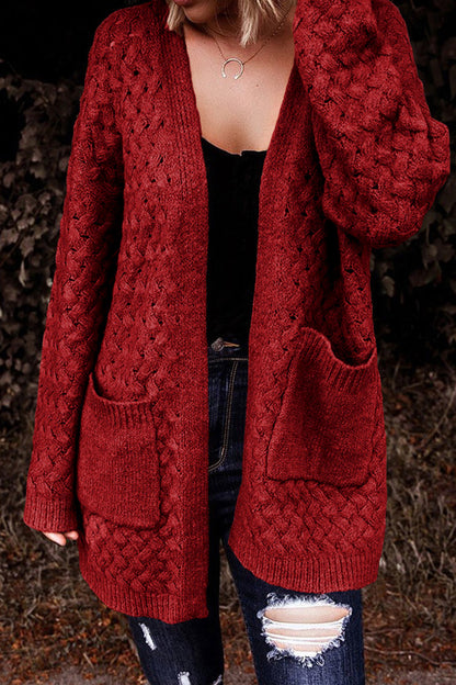 Open Front Dropped Shoulder Cardigan with Pockets-Angel Casuals