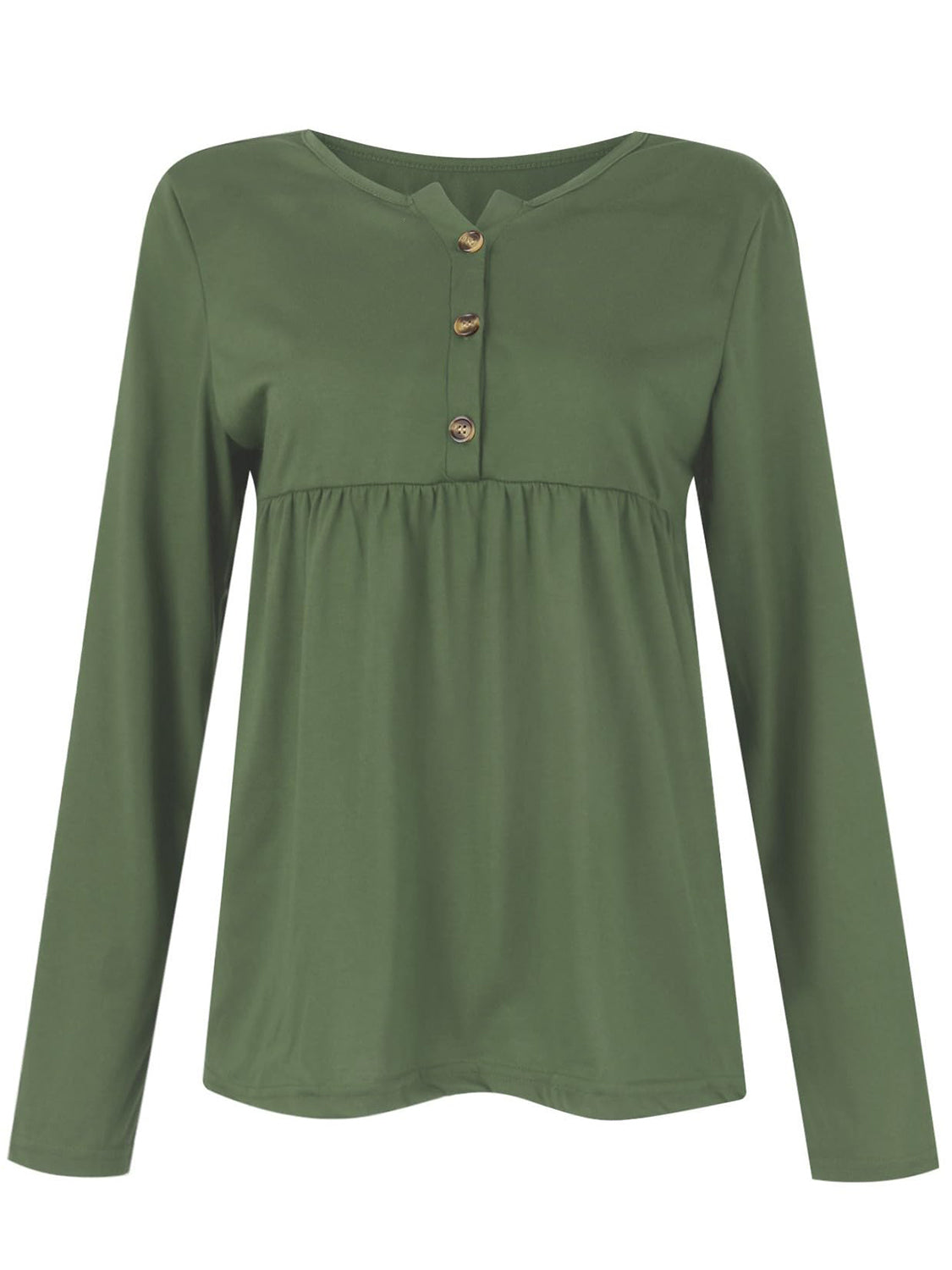 Half Button Long Sleeve T-Shirt-Angel Casuals