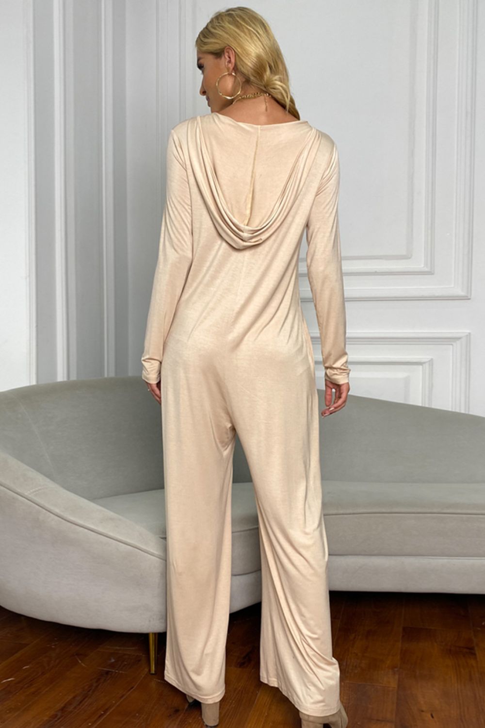 Long Sleeve V-Neck Jumpsuit with Pockets-Angel Casuals