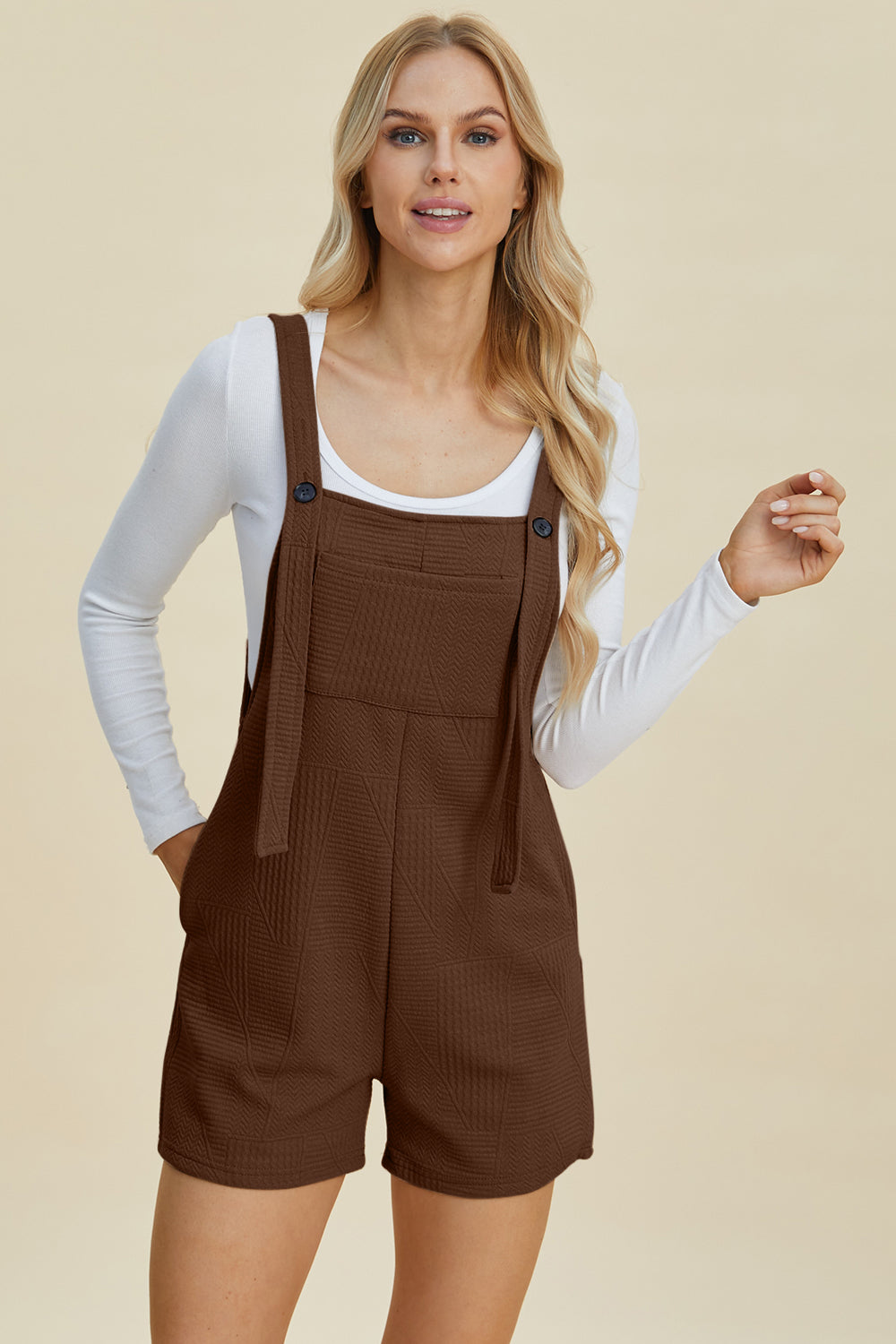 Double Take Full Size Texture Sleeveless Romper-Angel Casuals