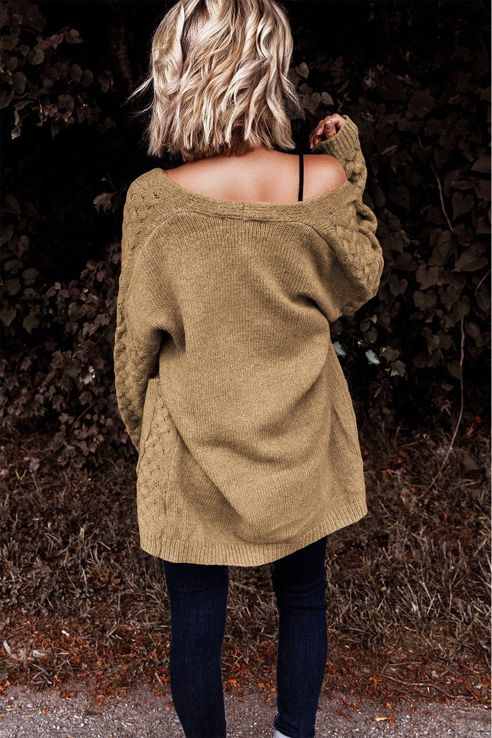 Open Front Dropped Shoulder Cardigan with Pockets-Angel Casuals