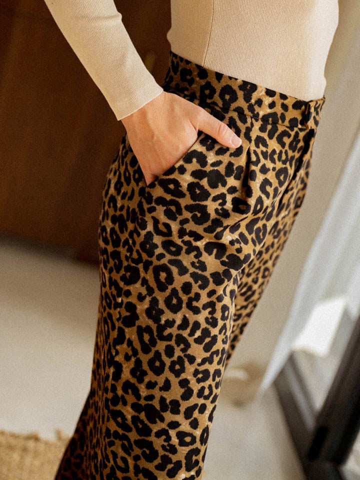 Leopard Wide Leg Pants-Angel Casuals