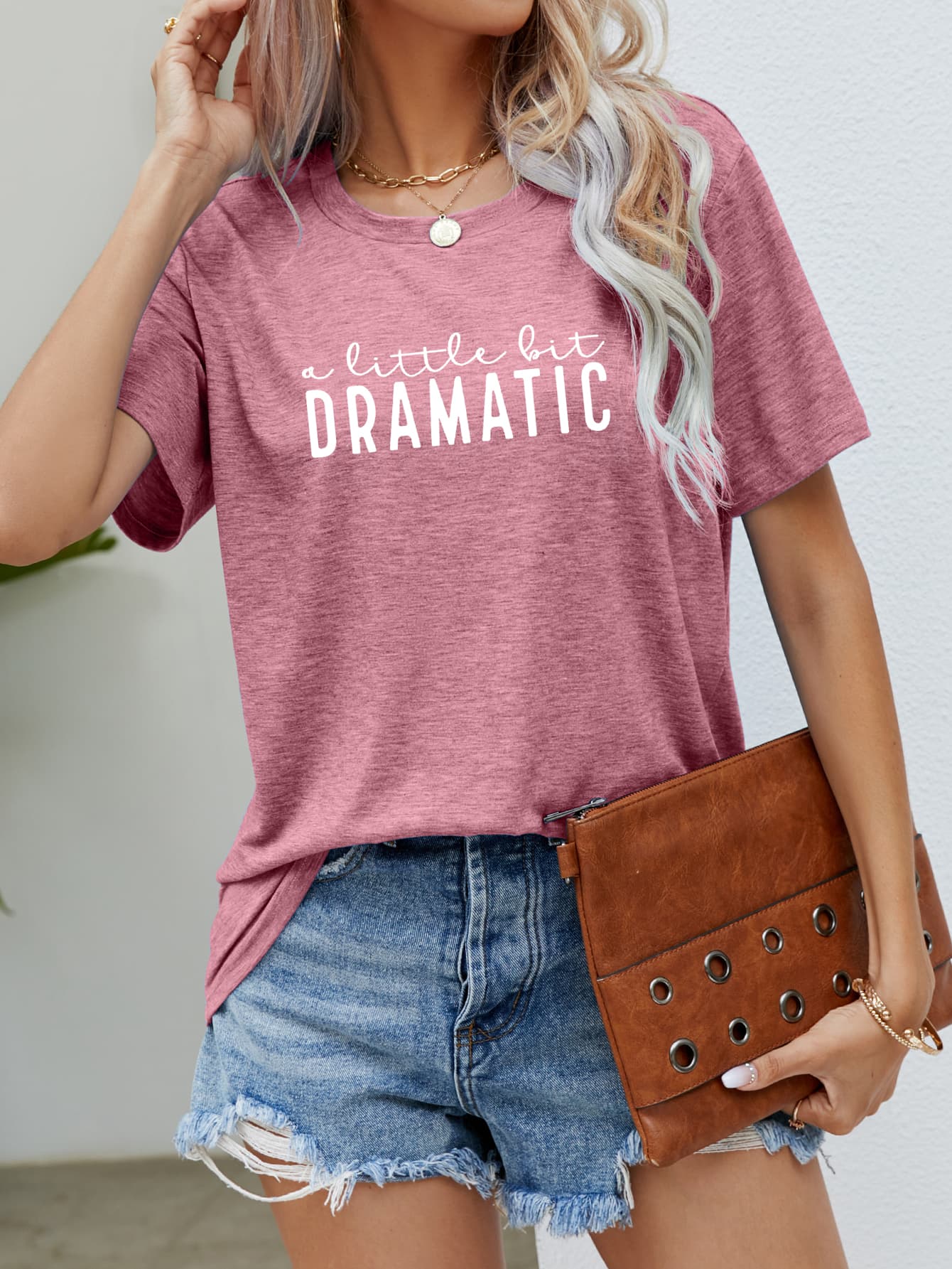 A LITTLE BIT DRAMATIC Graphic Tee-Angel Casuals