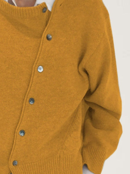 Dropped Shoulder Buttoned Cardigan-Angel Casuals