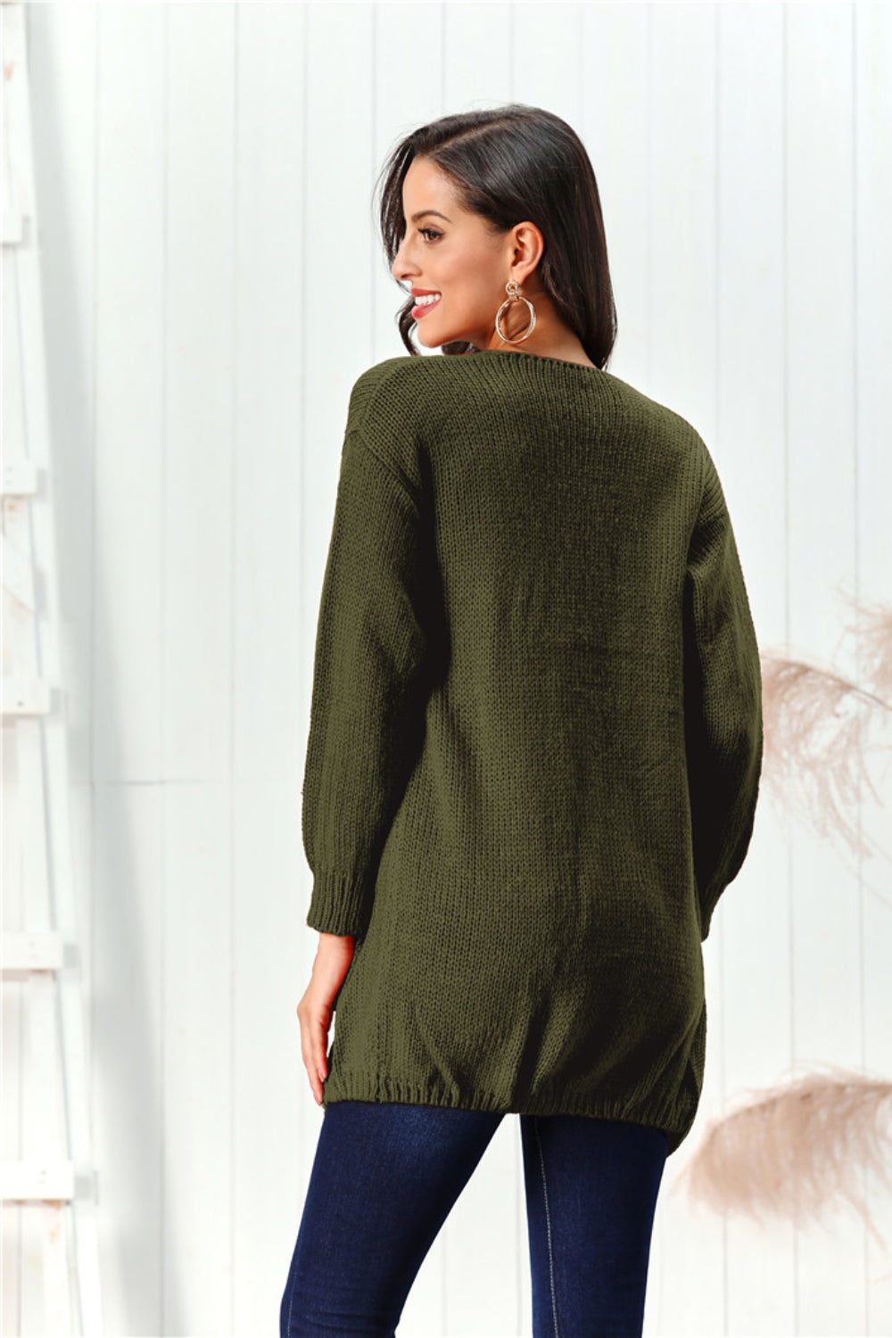 Open Front Long Sleeve Cardigan-Angel Casuals