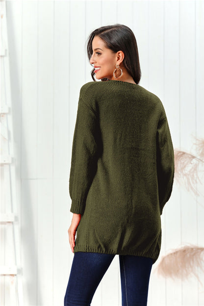 Open Front Long Sleeve Cardigan-Angel Casuals