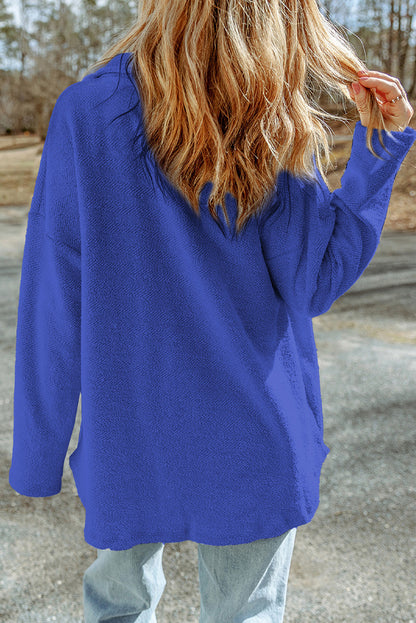 Pocketed Button Up Droppped Shoulder Jacket-Angel Casuals