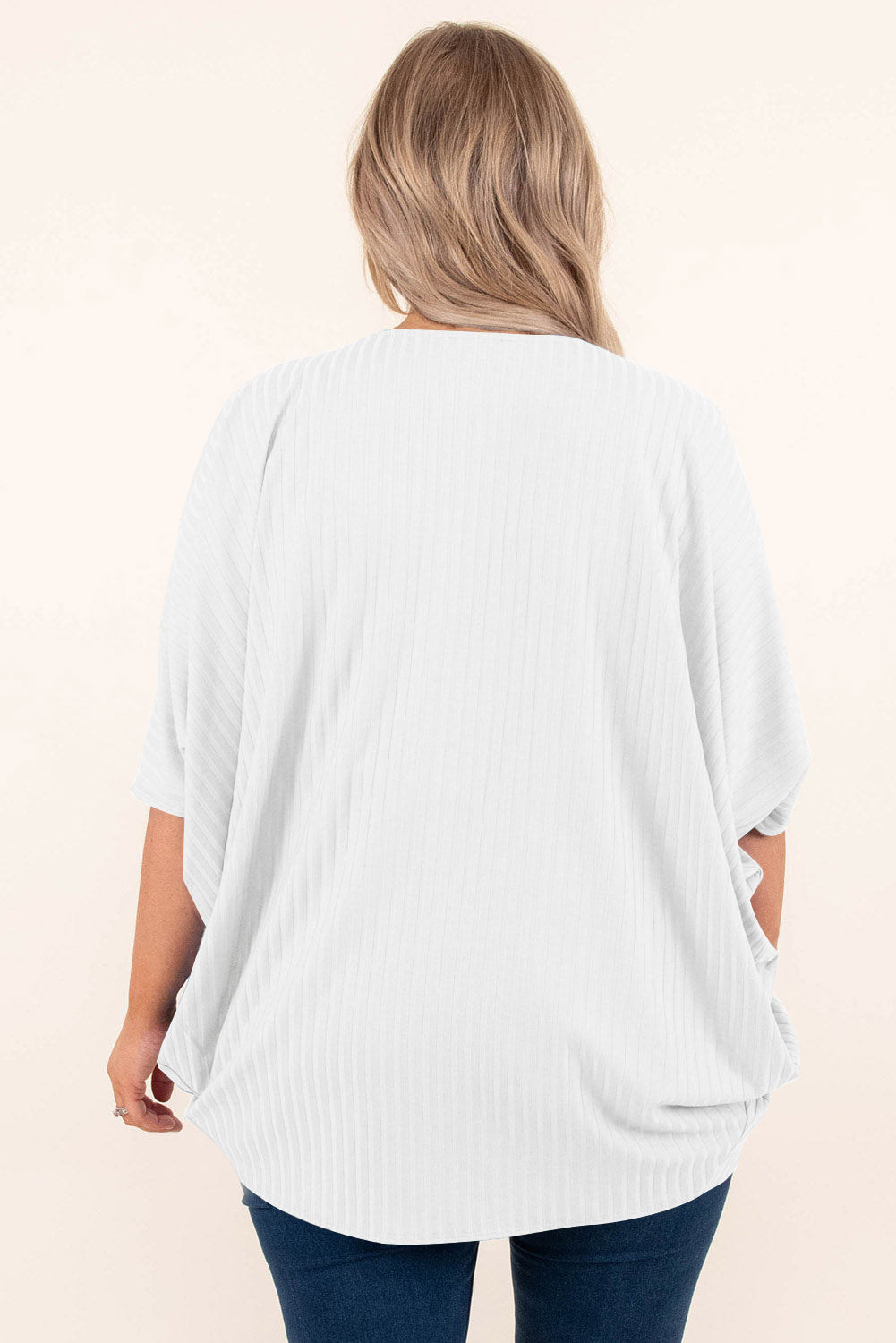 Plus Size Ribbed Cocoon Cover Up-Angel Casuals