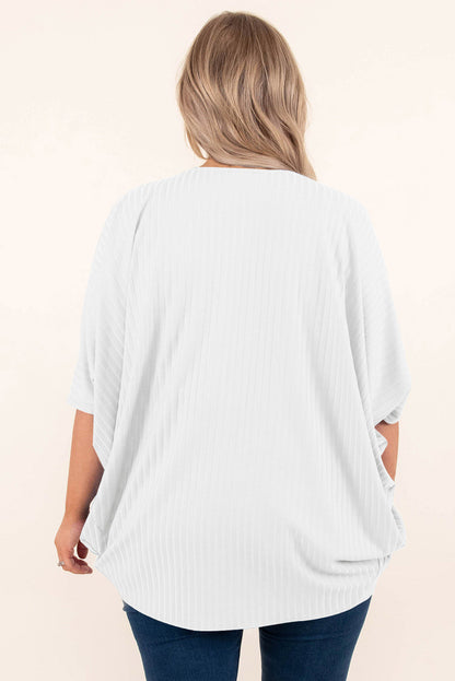 Plus Size Ribbed Cocoon Cover Up-Angel Casuals