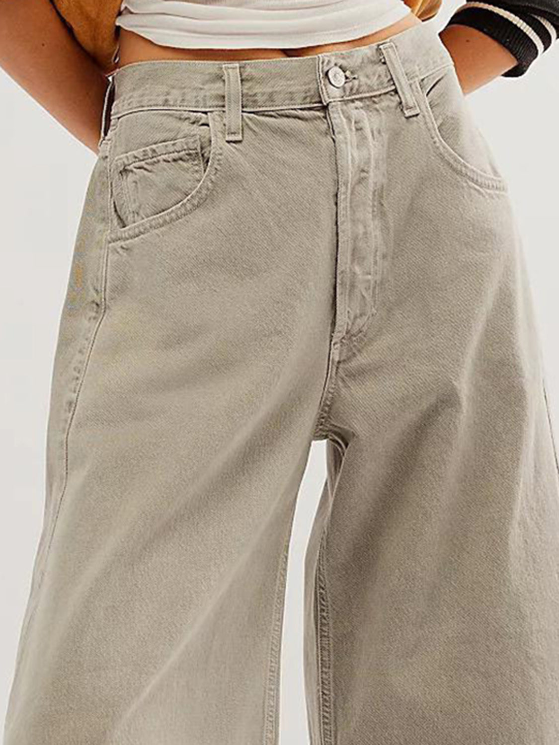 Raw Hem Wide Leg Jeans with Pockets-Angel Casuals