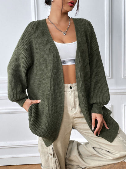 Open Front Long Sleeve Cardigan-Angel Casuals