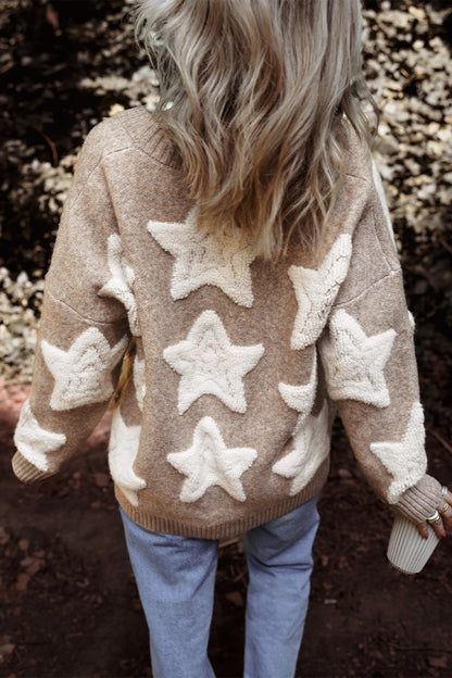 Star Button Up Long Sleeve Cardigan-Angel Casuals