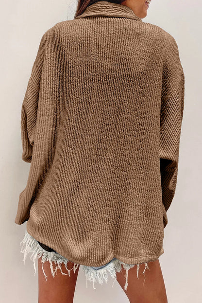 Button Up Long Sleeve Shacket-Angel Casuals