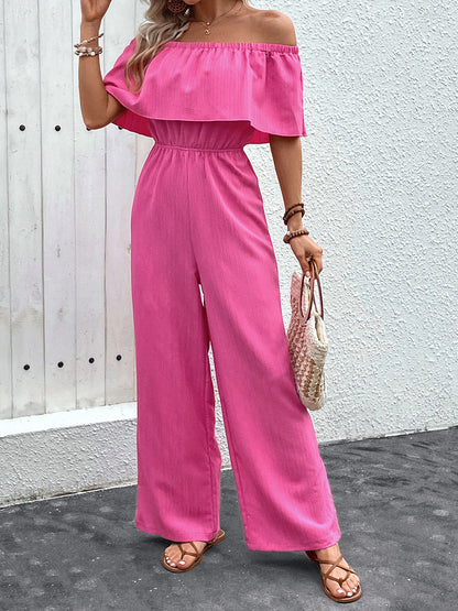 Off-Shoulder Wide Leg Jumpsuit-Angel Casuals