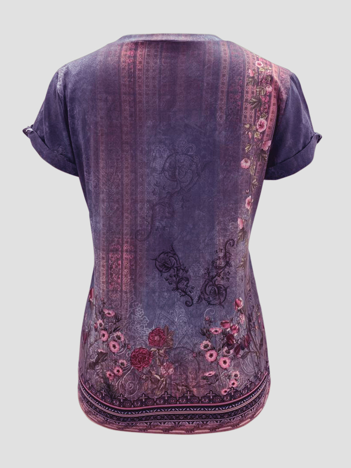 Printed Round Neck Short Sleeve T-Shirt-Angel Casuals