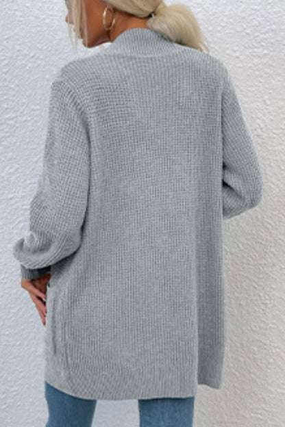 Open Front Rib-Knit Cardigan with Pockets-Angel Casuals