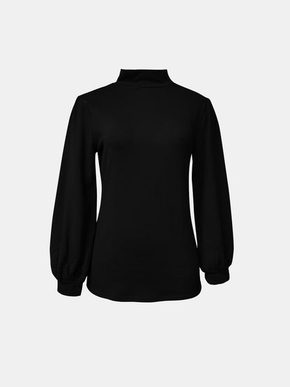 Full Size Mock Neck Long Sleeve T-Shirt-Angel Casuals