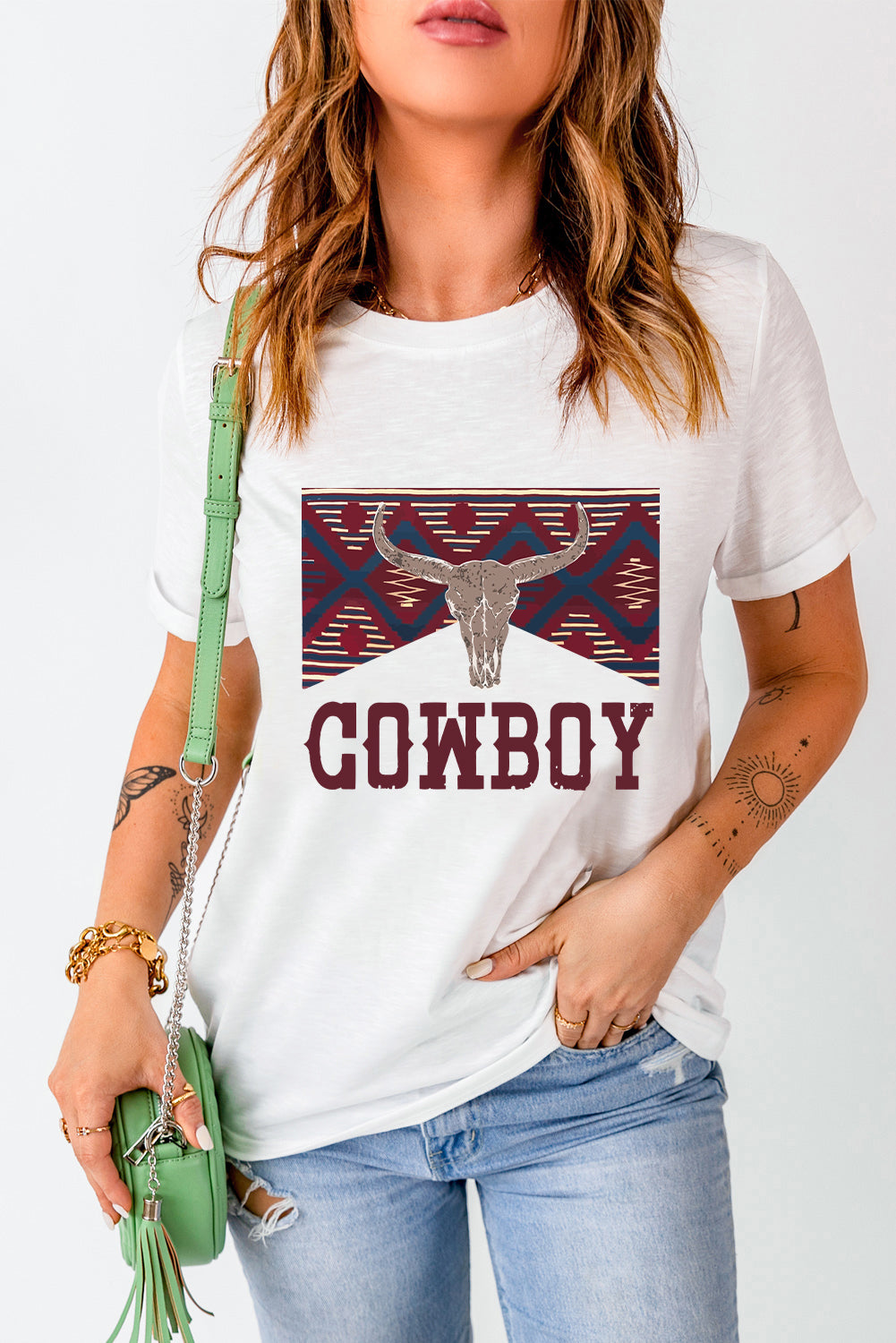 Graphic Round Neck Short Sleeve T-Shirt-Angel Casuals