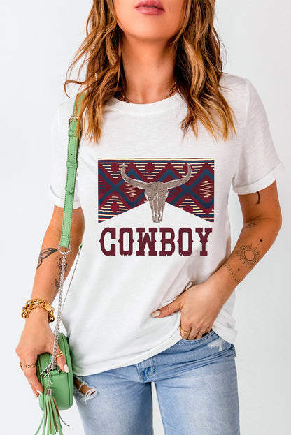 Graphic Round Neck Short Sleeve T-Shirt-Angel Casuals