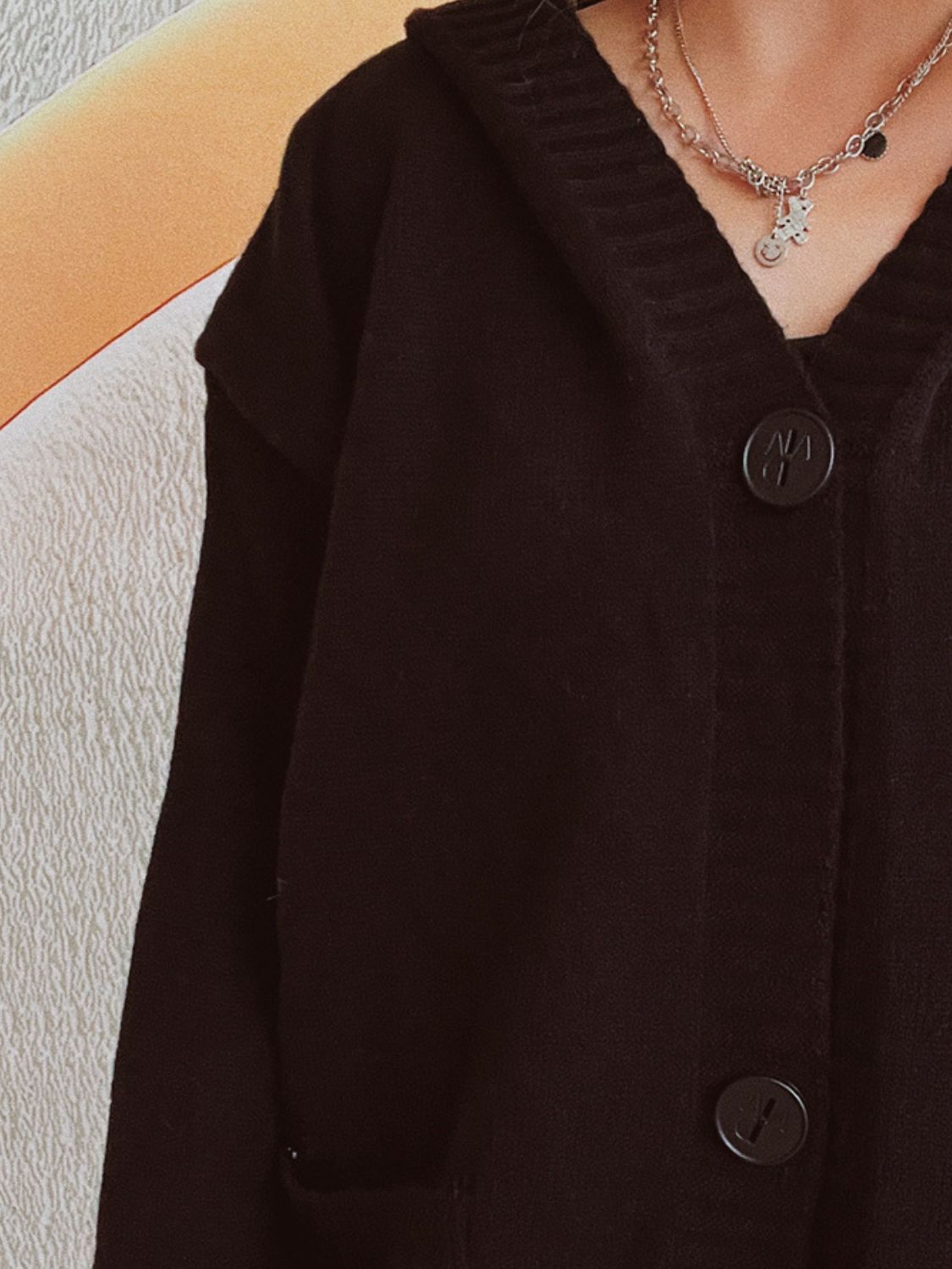 Dropped Shoulder Long Sleeve Hooded Cardigan-Angel Casuals