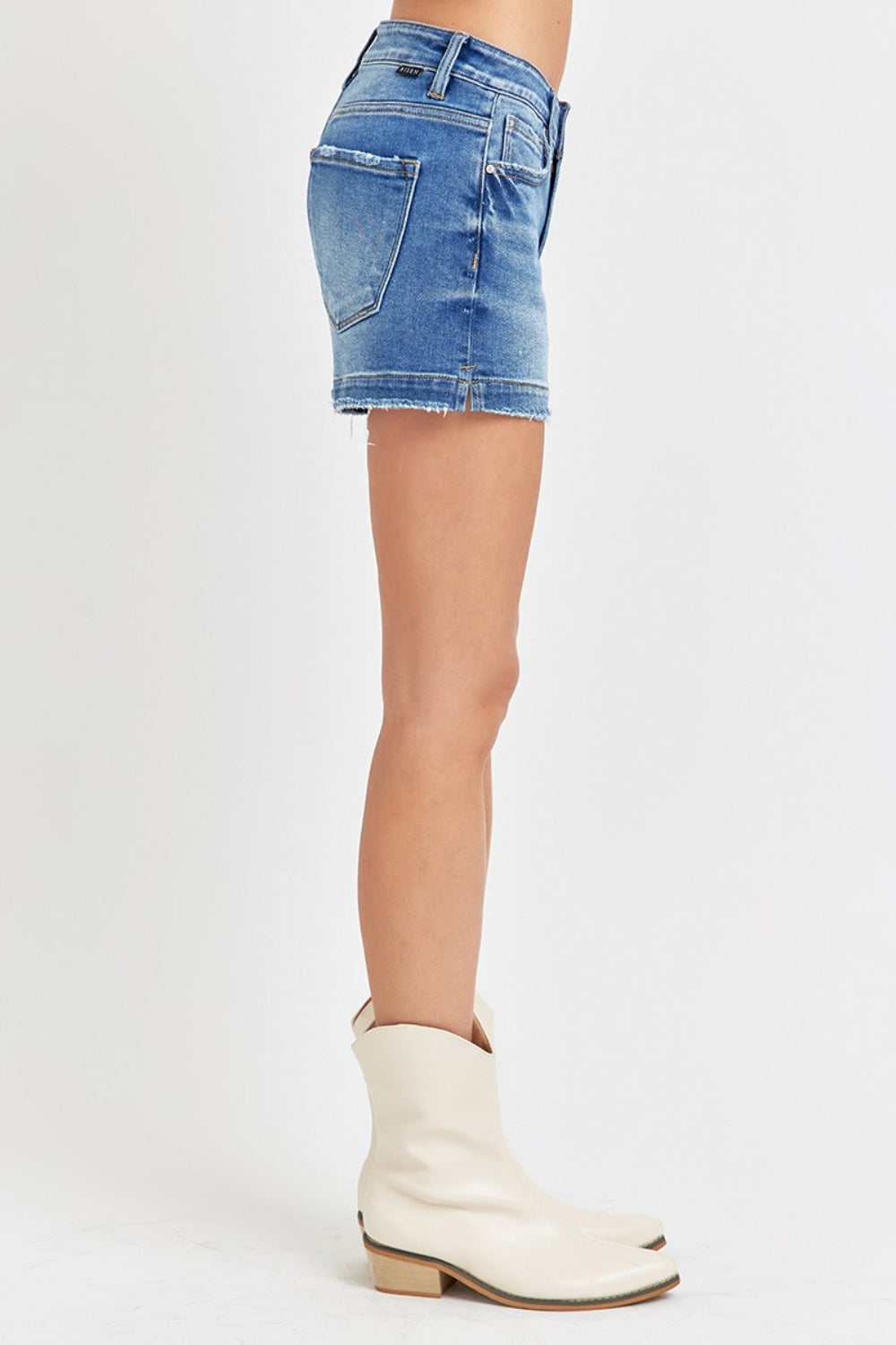 RISEN Low Rise Slit Denim Shorts-Angel Casuals