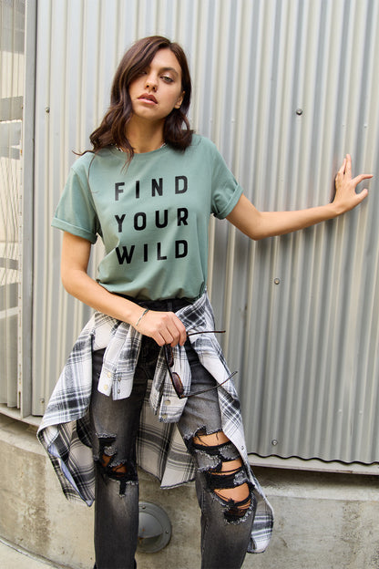 Simply Love Full Size FIND YOUR WILD Short Sleeve T-Shirt-Angel Casuals