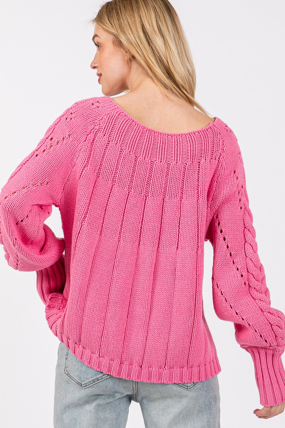 SAGE + FIG Cable-Knit Long Sleeve Sweater-Angel Casuals