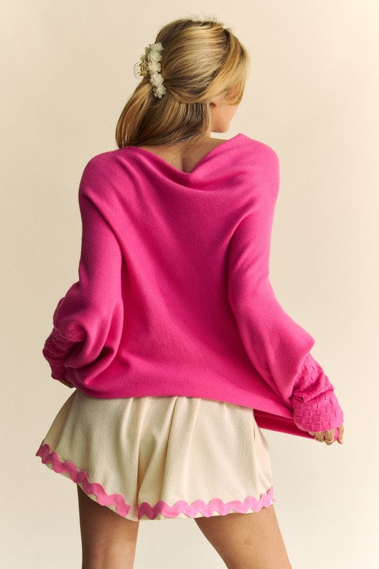 Davi & Dani Solid Color Batwing Sleeve Sweater-Angel Casuals