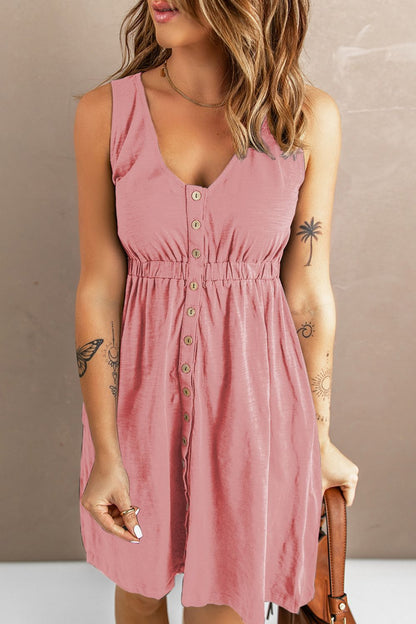 Sleeveless Button Down Mini Magic Dress-Angel Casuals