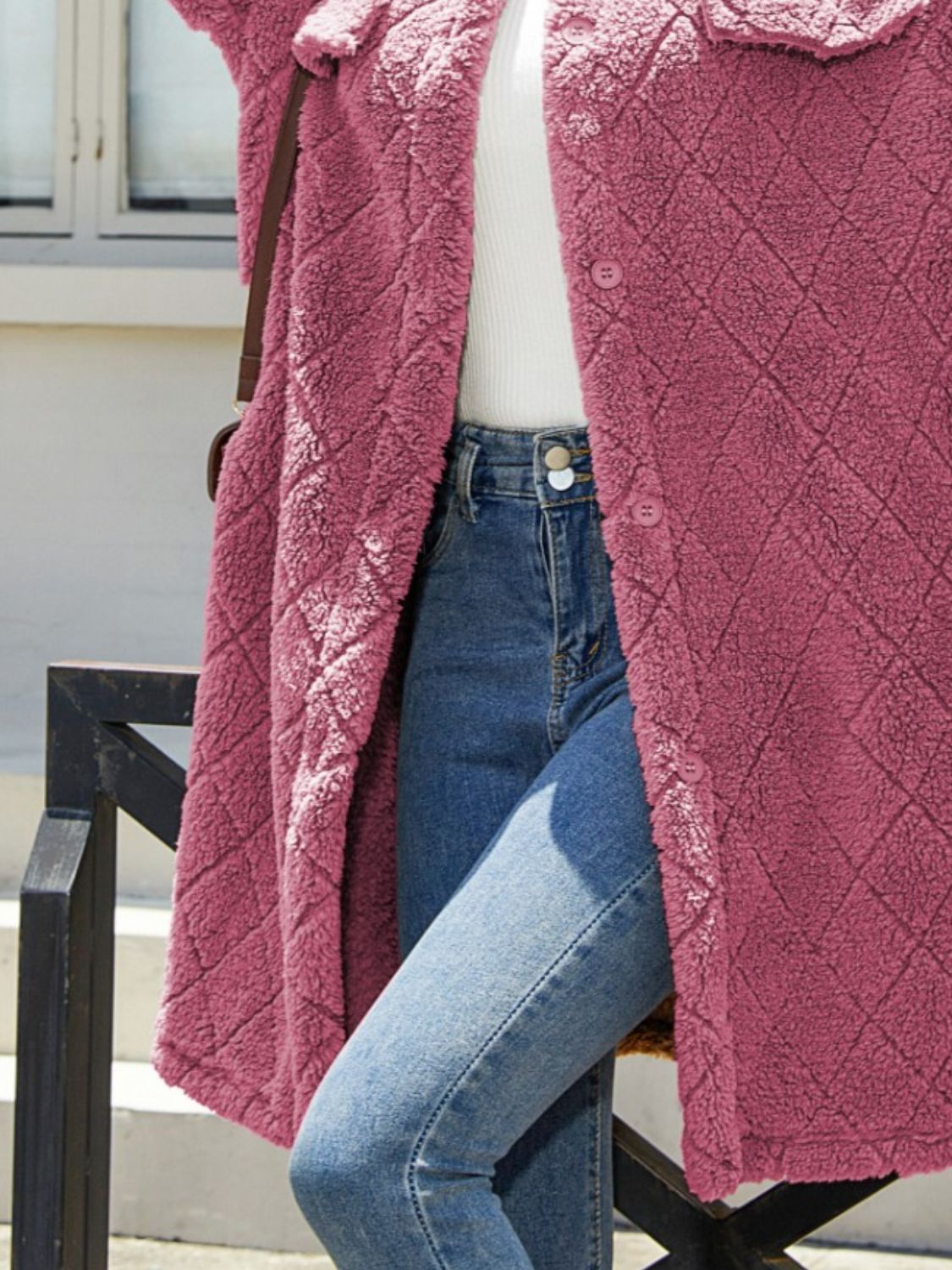 Texture Button Up Dropped Shoulder Coat-Angel Casuals