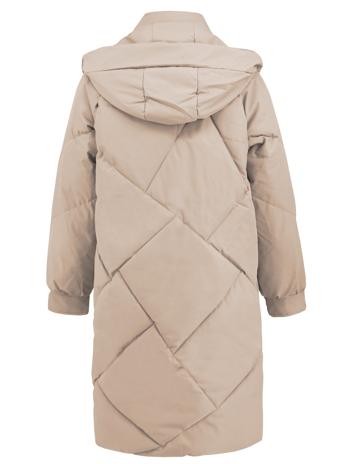 Long Sleeve Longline Hooded Winter Coat with Pockets-Angel Casuals
