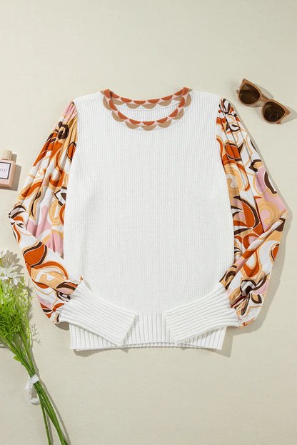 Round Neck Lantern Sleeve Knit Top-Angel Casuals