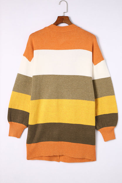 Open Front Color Block Cardigan-Angel Casuals