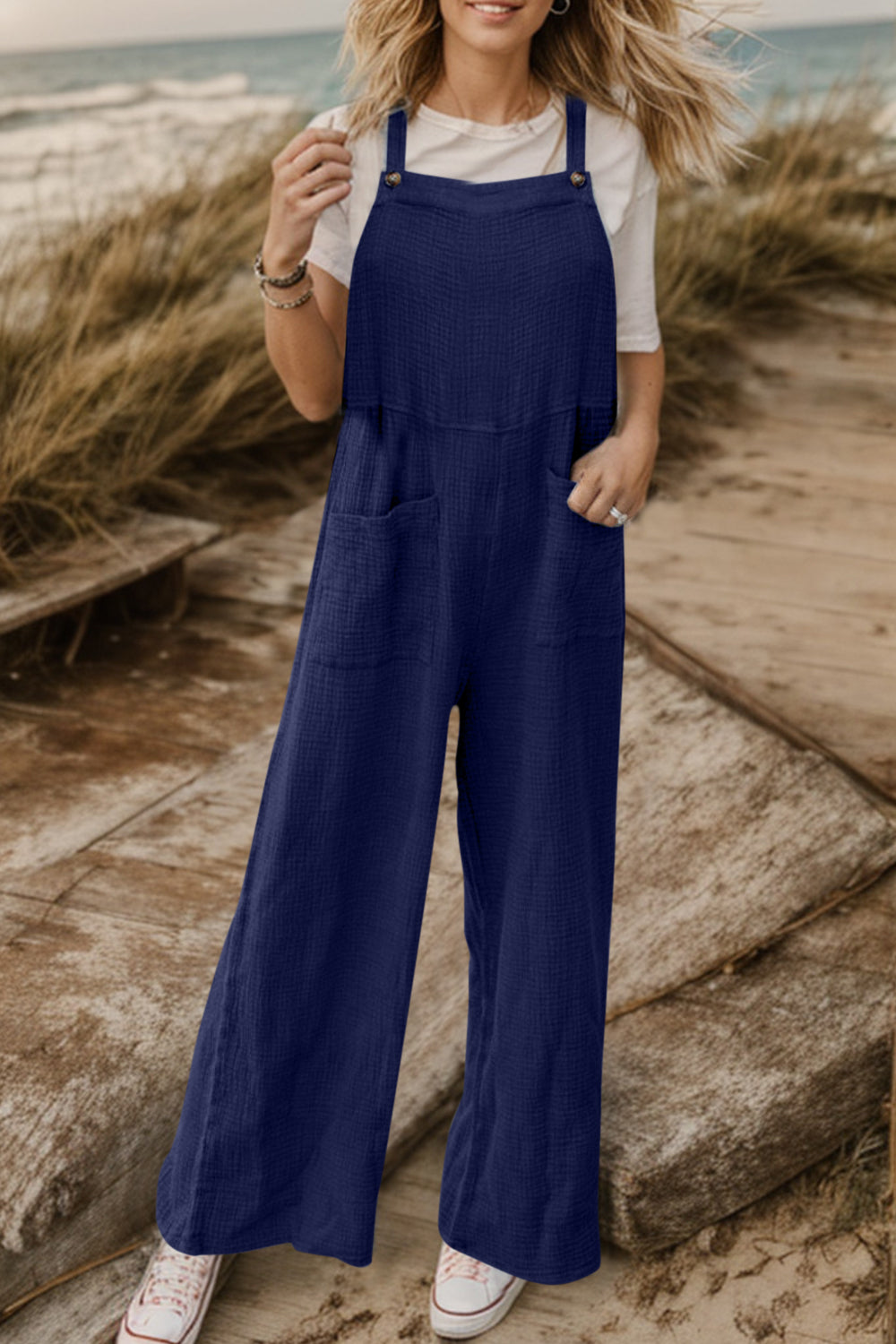 Full Size Wide Leg Front Pocket Jumpsuit-Angel Casuals