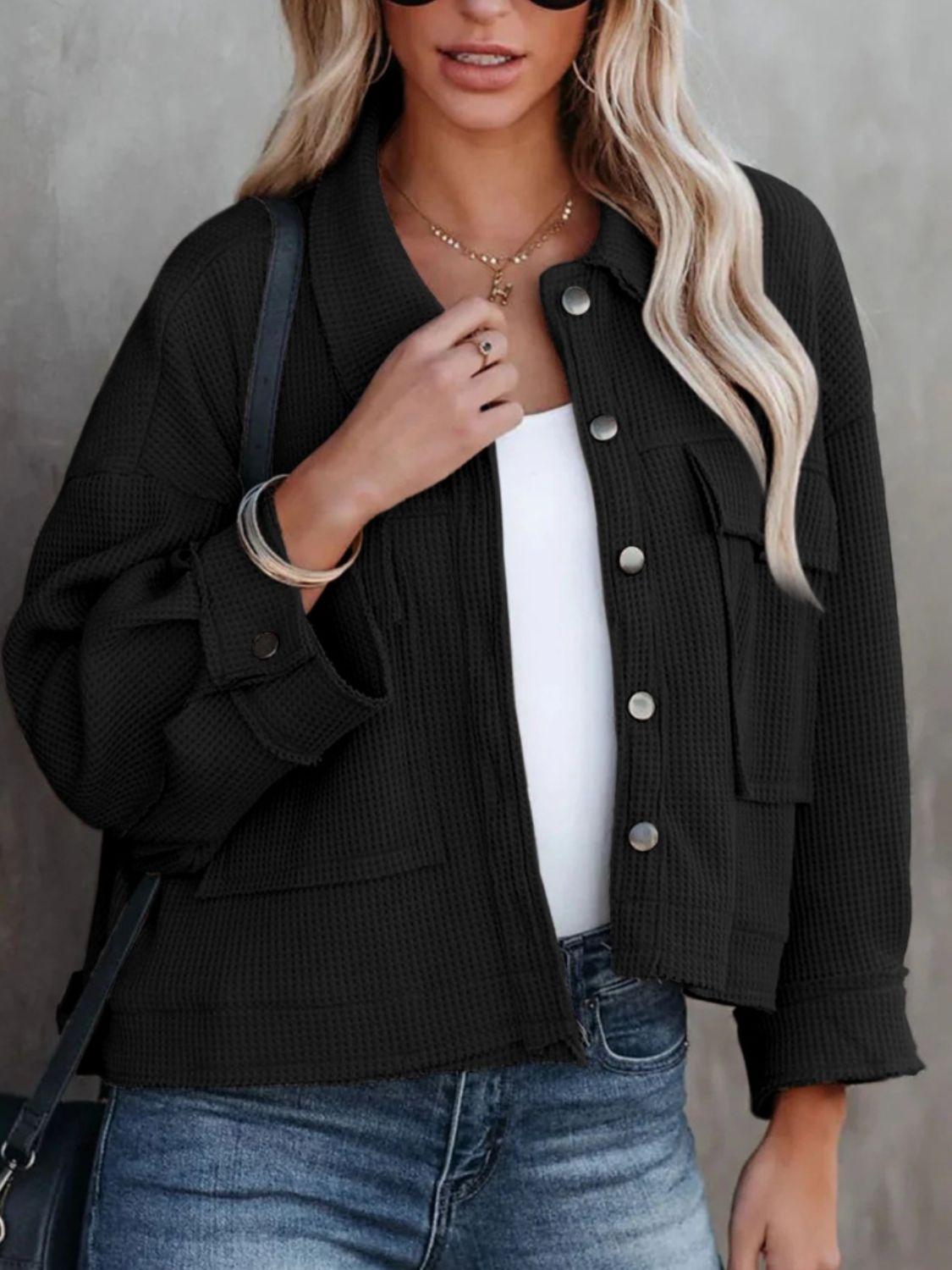 Button Up Long Sleeve Jacket-Angel Casuals