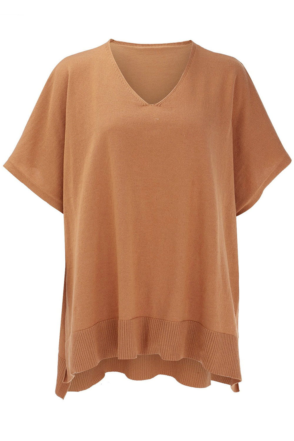 Slit V-Neck Half Sleeve Knit Top-Angel Casuals