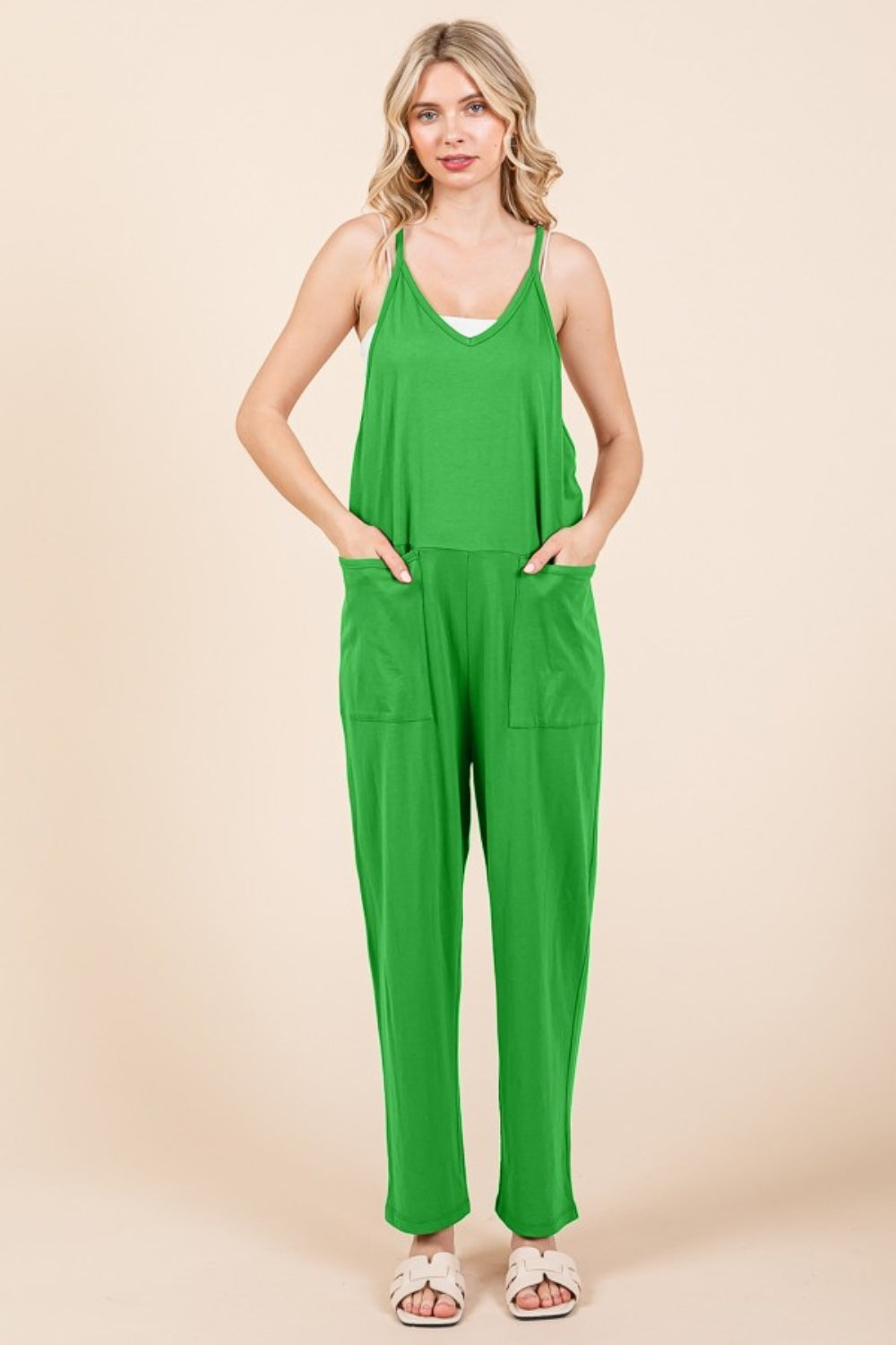 Culture Code Full Size Sleeveless Jumpsuit with Pockets-Angel Casuals